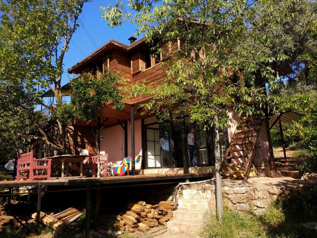 main building flying goat